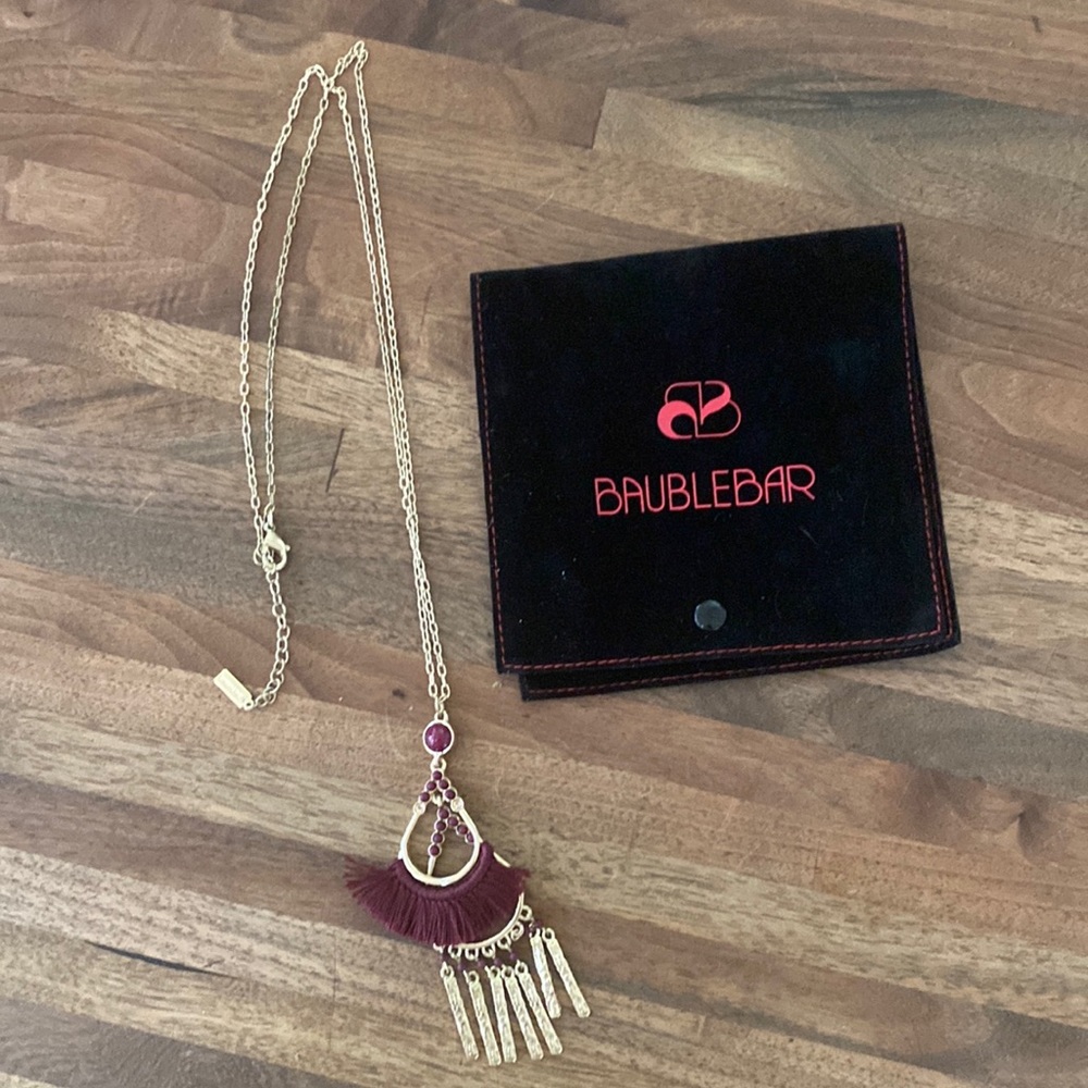 Baublebar Gold and Maroon Fringe Necklace